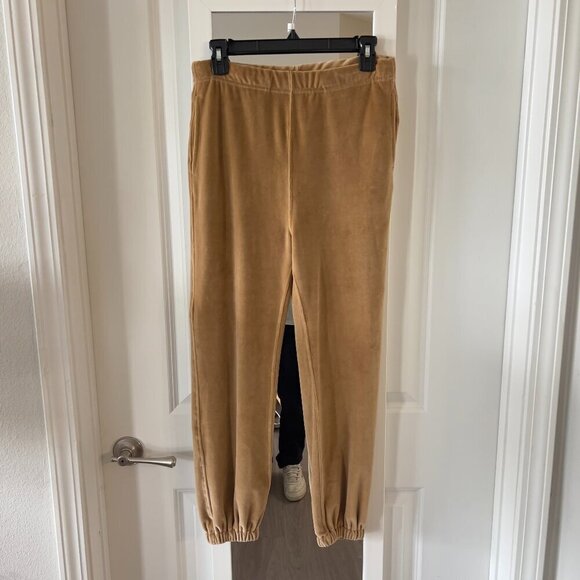 1102 Nili Lotan Women's Andreas Velour Track Pants Size XS Color tan White - Picture 2 of 5